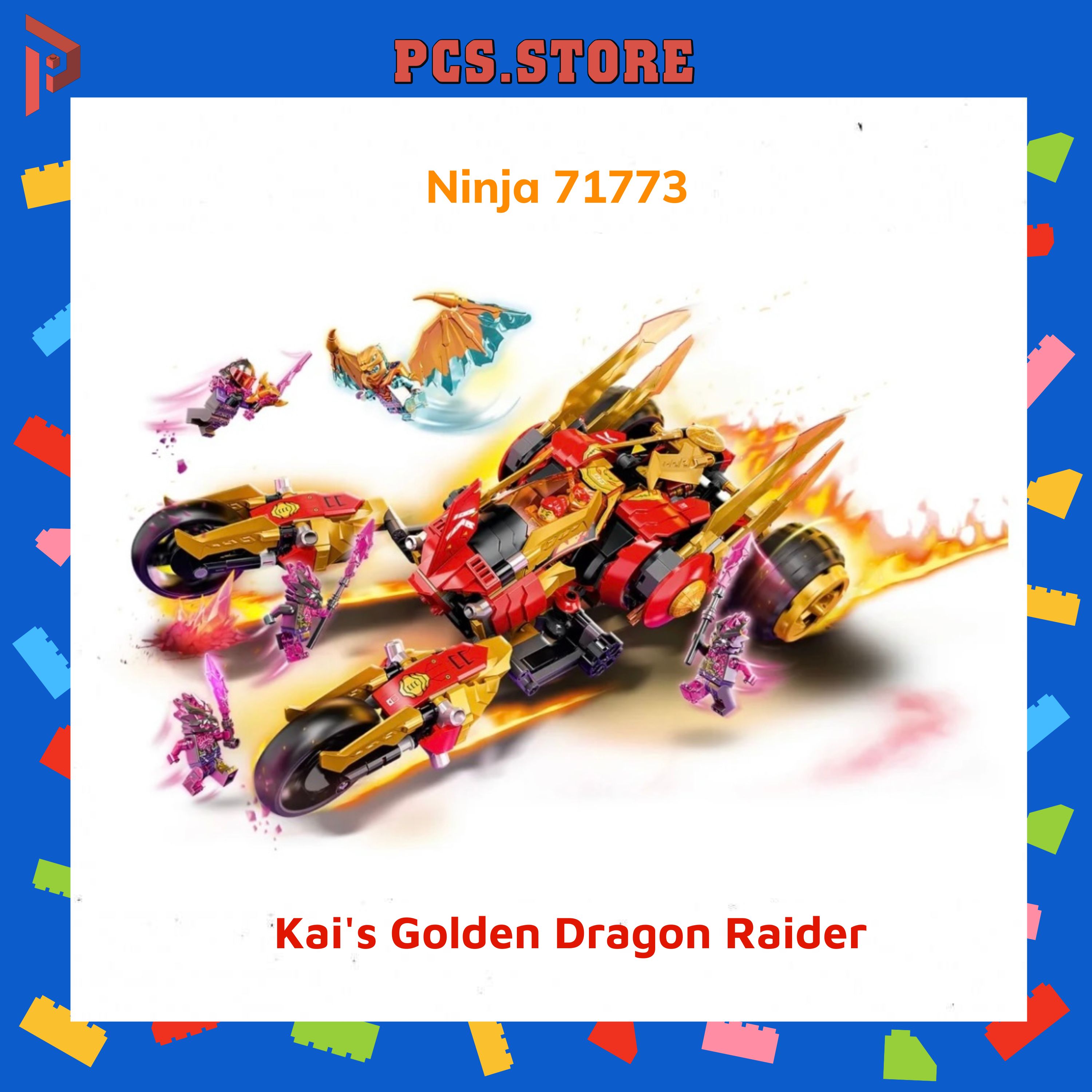 Đồ Chơi Lắp Ráp Ninja 71773 Kai's Dragon Raider - Chiến Xa Rồng Vàng Của Kai 624 Chi Tiết - PCS STORE