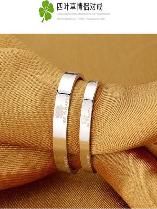 Nhẫn cặp inox may mắn be happy NC83 không đen rỉ