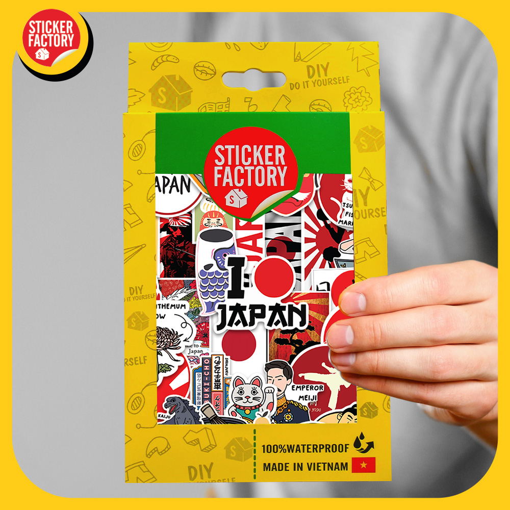 Japan Nhật Bản - Set 100 sticker decal hình dán nón bảo hiểm, laptop, xe máy, ô tô  STICKER FACTORY