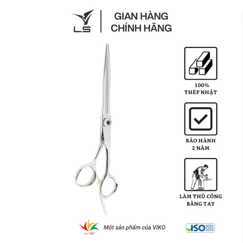 Kéo cắt tóc LS lưỡi thẳng quai offset vênh đỡ ngón cố định FA13/6.5