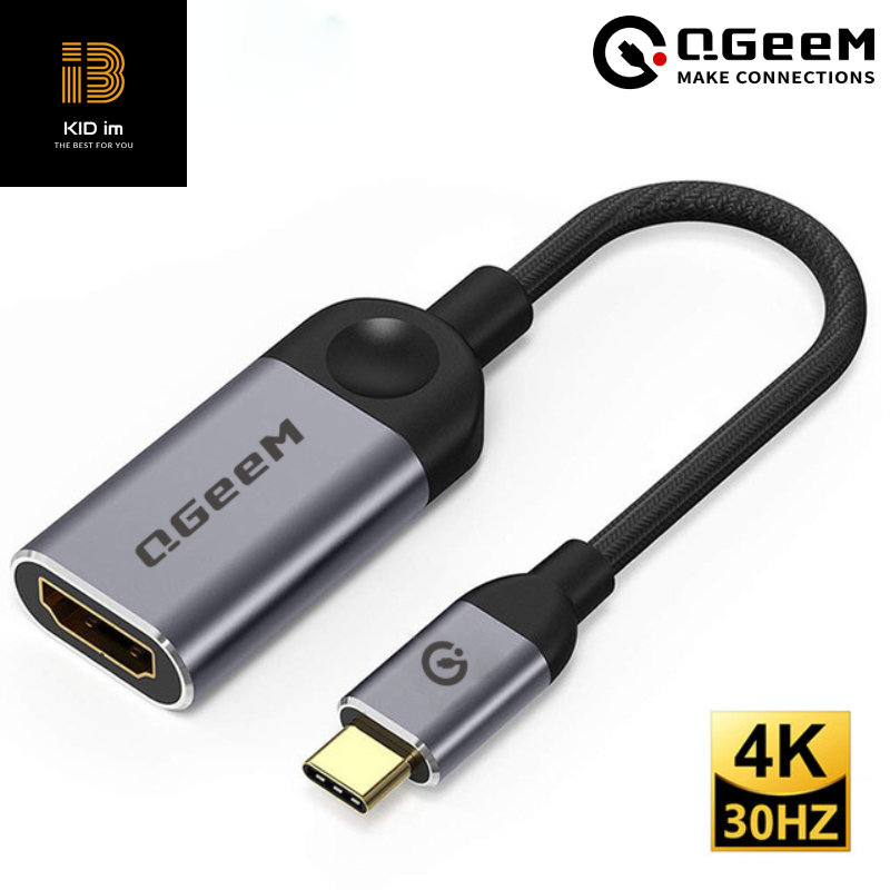 Hub chuyển đổi USB Type C sang HDMI QGeeM 4K [tương thích Thunderbolt 3] cho MacBook Pro 2018/2017, Samsung Galaxy S9/S8, Surface Book 2, Dell XPS 13/15, Pixelbook v.v-Hàng chính hãng