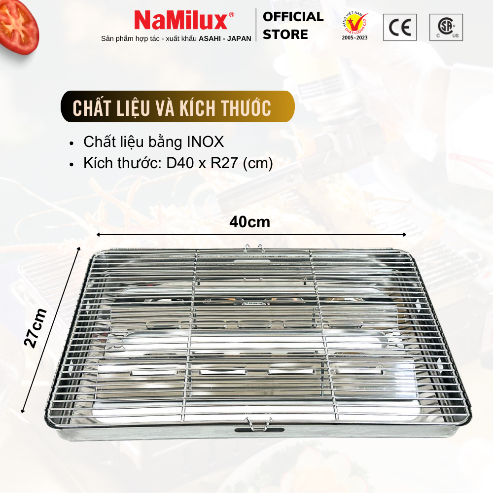 Bộ Khung Có Kèm Vỉ Nướng Inox Dùng Cho Các Loại Bếp Nướng NaMilux GM2120PS/GM2520PS/GM2220PS/GM3053PF - Hàng Chính Hãng