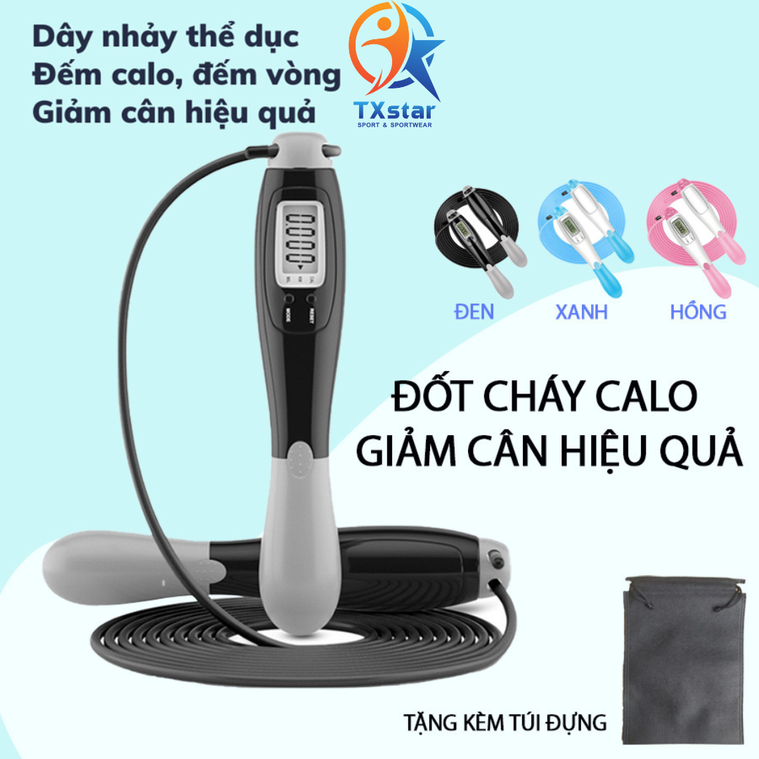 Dây nhảy đếm vòng tự động 3 chế độ cao cấp TXstar đếm calo tập thể dục tại nhà giảm cân hiệu quả