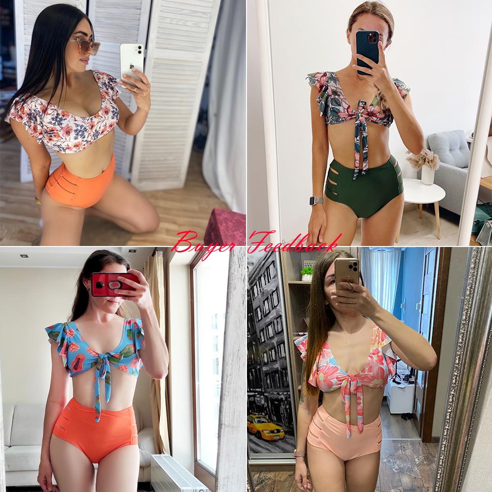 Cao Cấp Bikini 2021 Xù Đồ Bơi Nữ In Đồ Bơi Gợi Cảm Đẩy Lên Bikini Plus Kích Thước Đồ Tắm Hoa Mặc Đi Biển