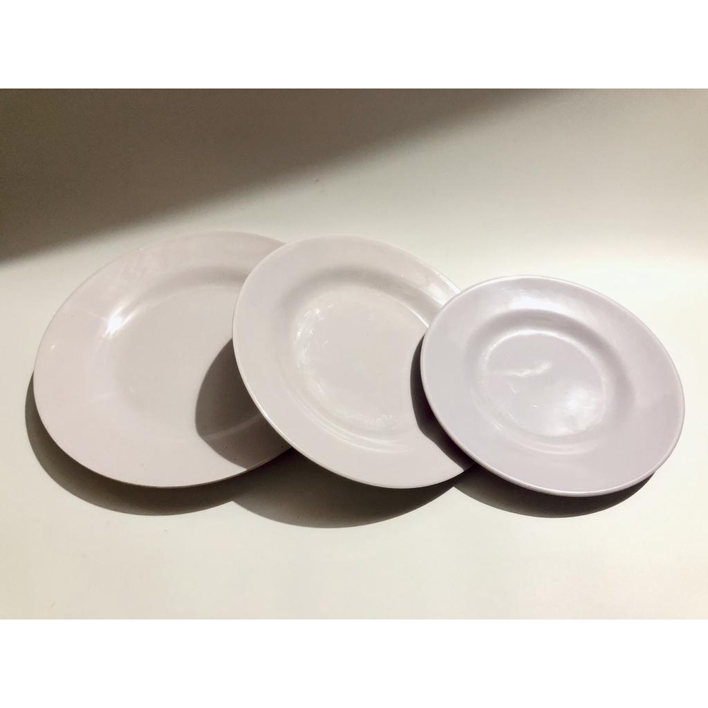 Bộ 10 Dĩa Nhựa Trắng Mika Tròn Cạn Mellamine, Nhựa Phíp số 6-7-8-9 - hàng đẹp giá tốt