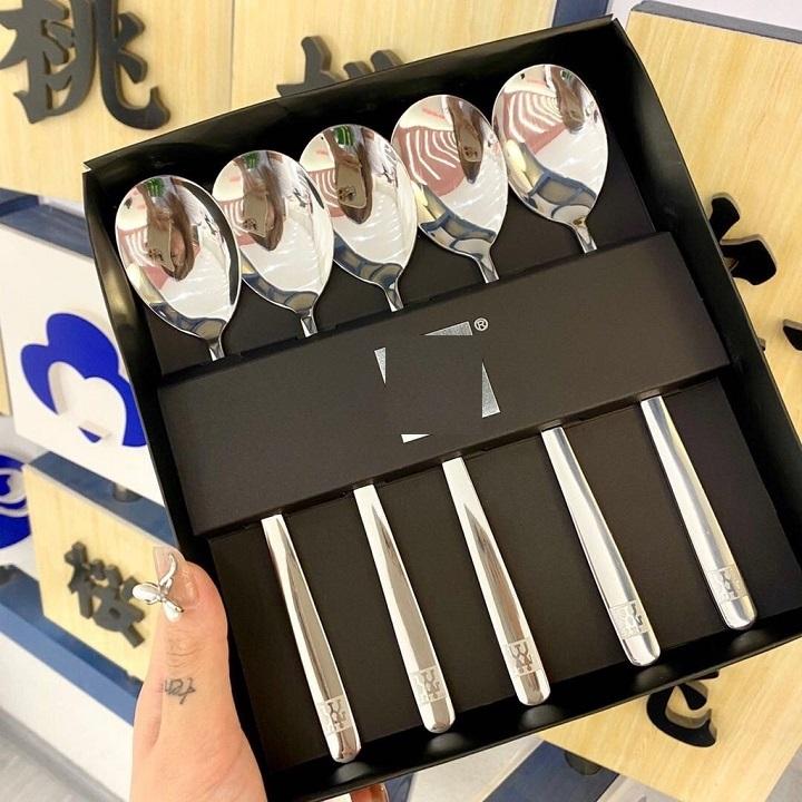SET 5 THÌA INOX HÀNG NỘI ĐỊA ĐỨC CÓ HỘP ĐỰNG ĐI KÈM SANG TRỌNG