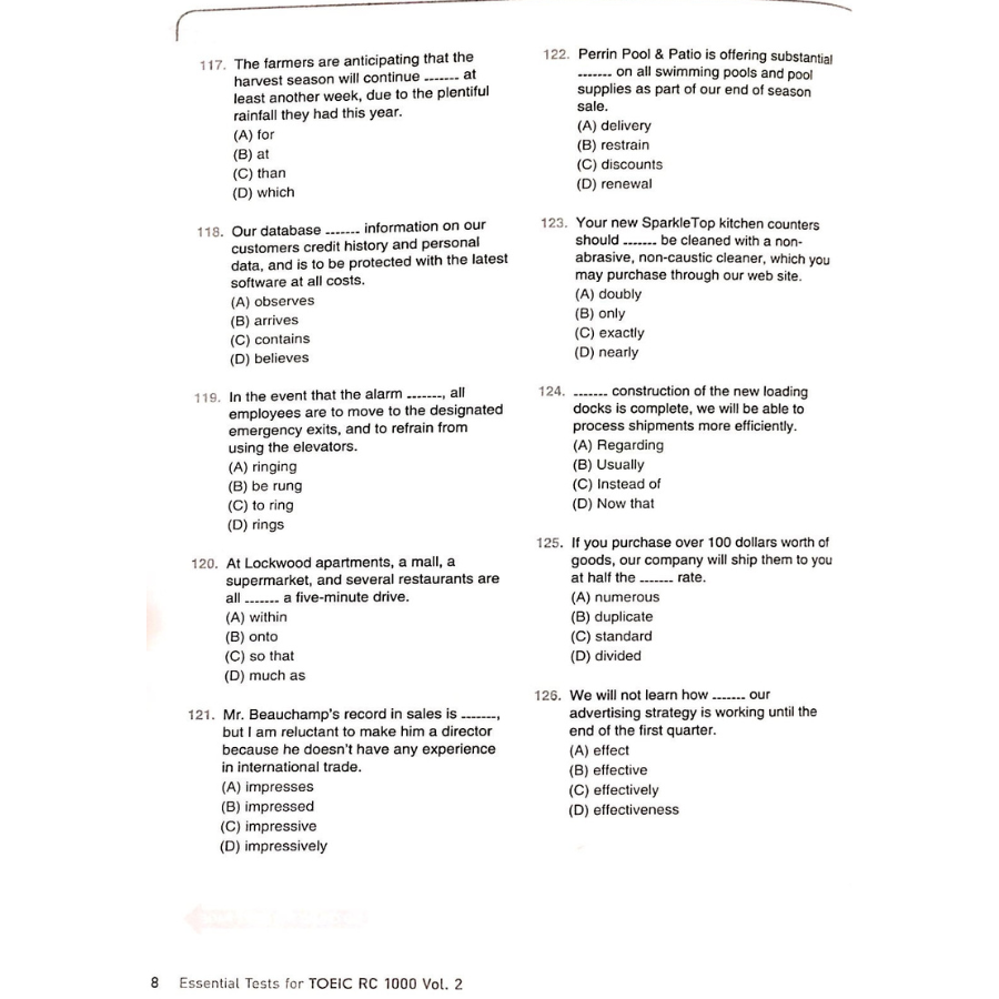 Essential Test For TOEIC RC 1000 Vol 2 (Không CD)