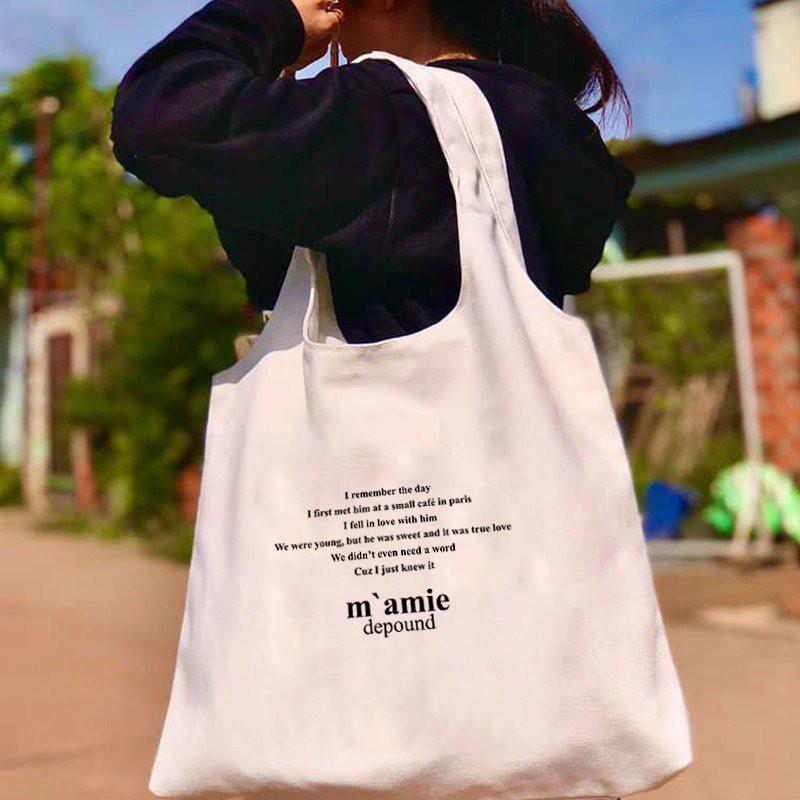 Túi tote vải canvas unisex in Chữ cá tính