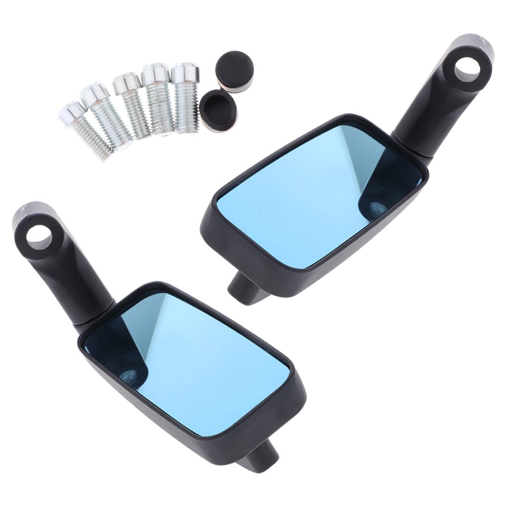 2 Colors Blue Glass Side Mirrors Rear view Mirrors for Motorcycle with 8mm 10mm Thread Bolts, Left & Right