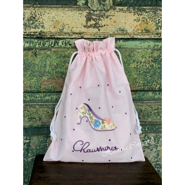 Túi dây rút thêu tay hình chiếc giầy chaussures size 30*40 cm - Hand Embroidery Lingerie Bag Vietnam