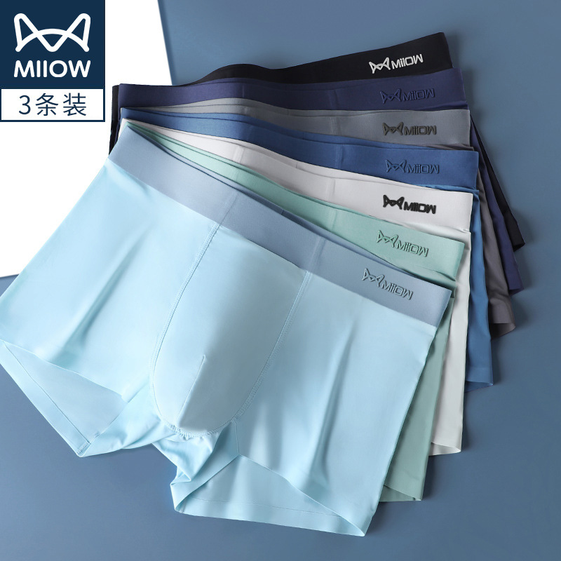 Hộp 3 quần sịp boxer nam cao cấp thun lạnh Kháng Khuẩn Khử Mùi MiiOW Ice Silk