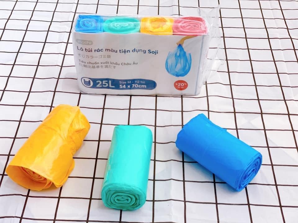 Lô 4 cuộn túi rác tiện dụng nhiều màu Inochi Soji