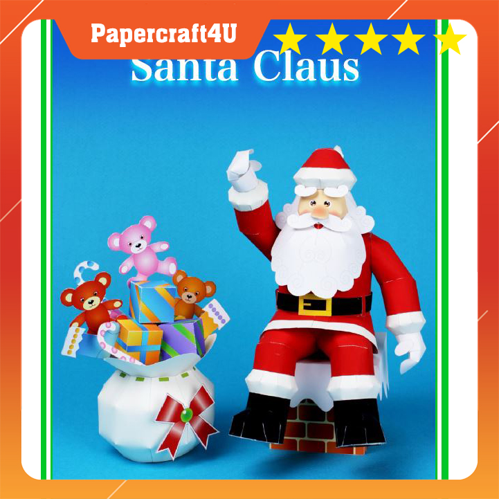 Mô hình giấy 3D Giáng sinh Ông già Noen Santa Claus Set ( in mực dầu)