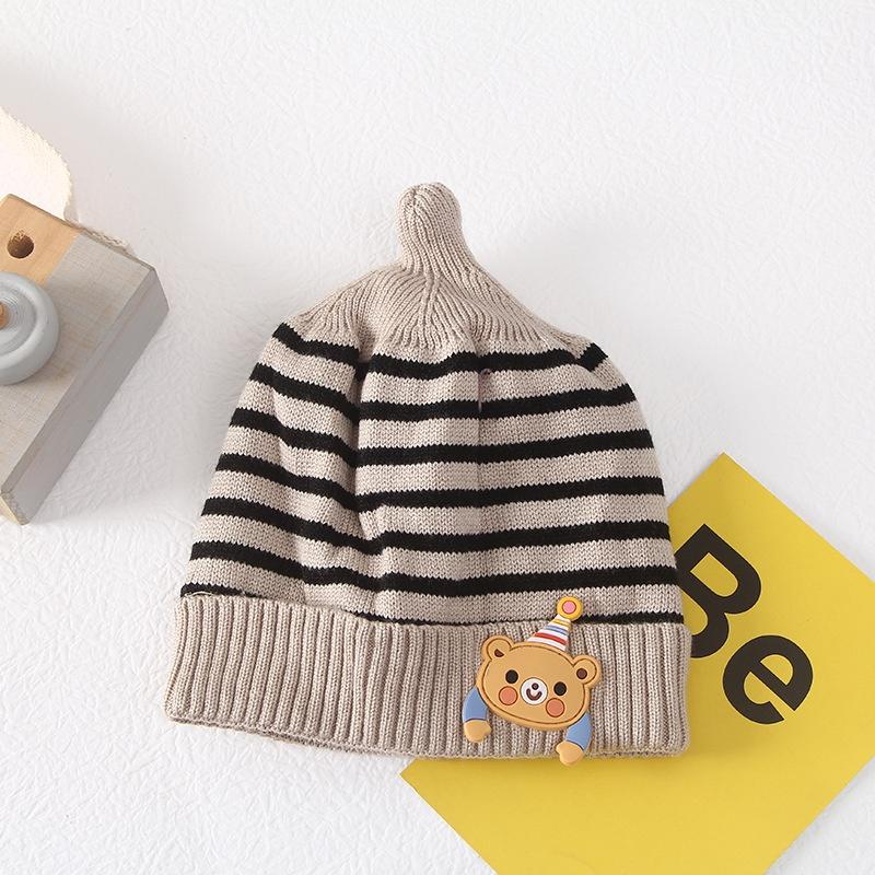 Mũ Nón len dệt kim sọc ngang dễ thương, 2 lớp mềm êm, giữ ấm cho bé trai, bé gái từ 0-6 tháng phong cách HOT