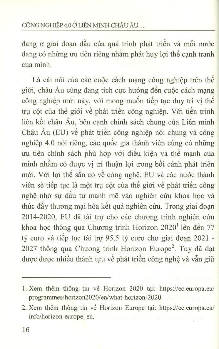 Công Nghiệp 4.0 Ở Liên Minh Châu Âu Và Một Số Nước Thành Viên (Sách chuyên khảo)