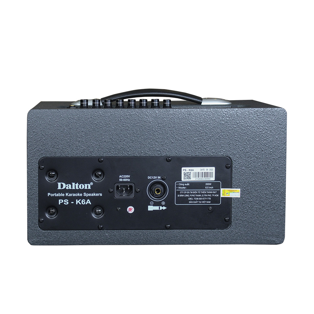 Loa karaoke di động Dalton PS-K6A công suất 200W, PIN 5 giờ, kích thước nhỏ gọn, tiện lợi -Bảo hành 1 năm