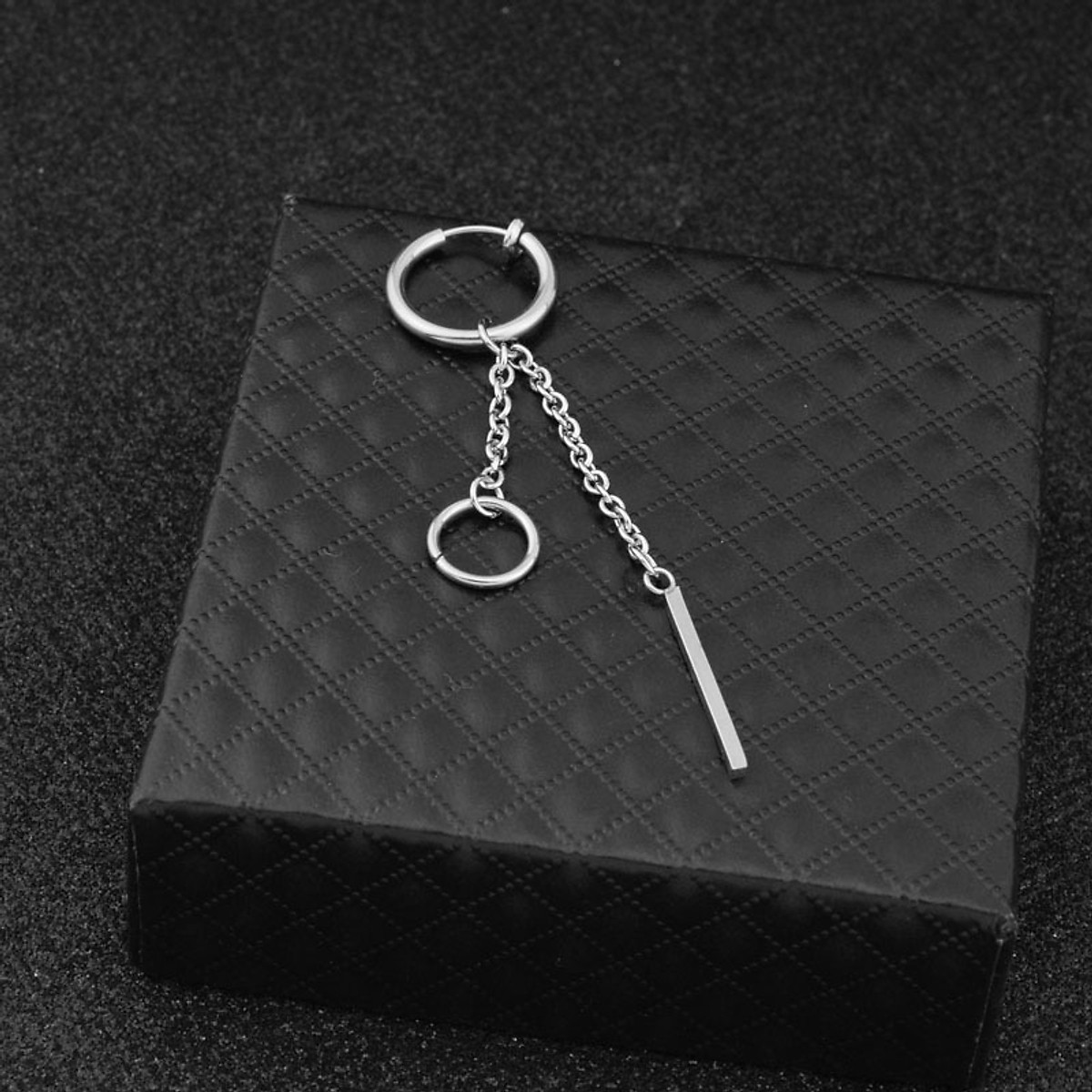 Bông tai unisex sợi mắt xích thanh nhỏ & vòng tròn