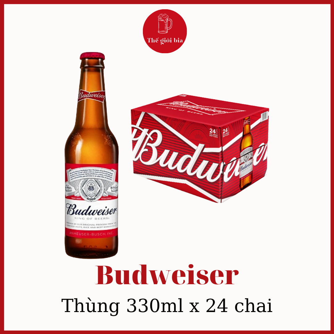 Thùng bia Budweiser 330ml x 24 chai thủy tinh