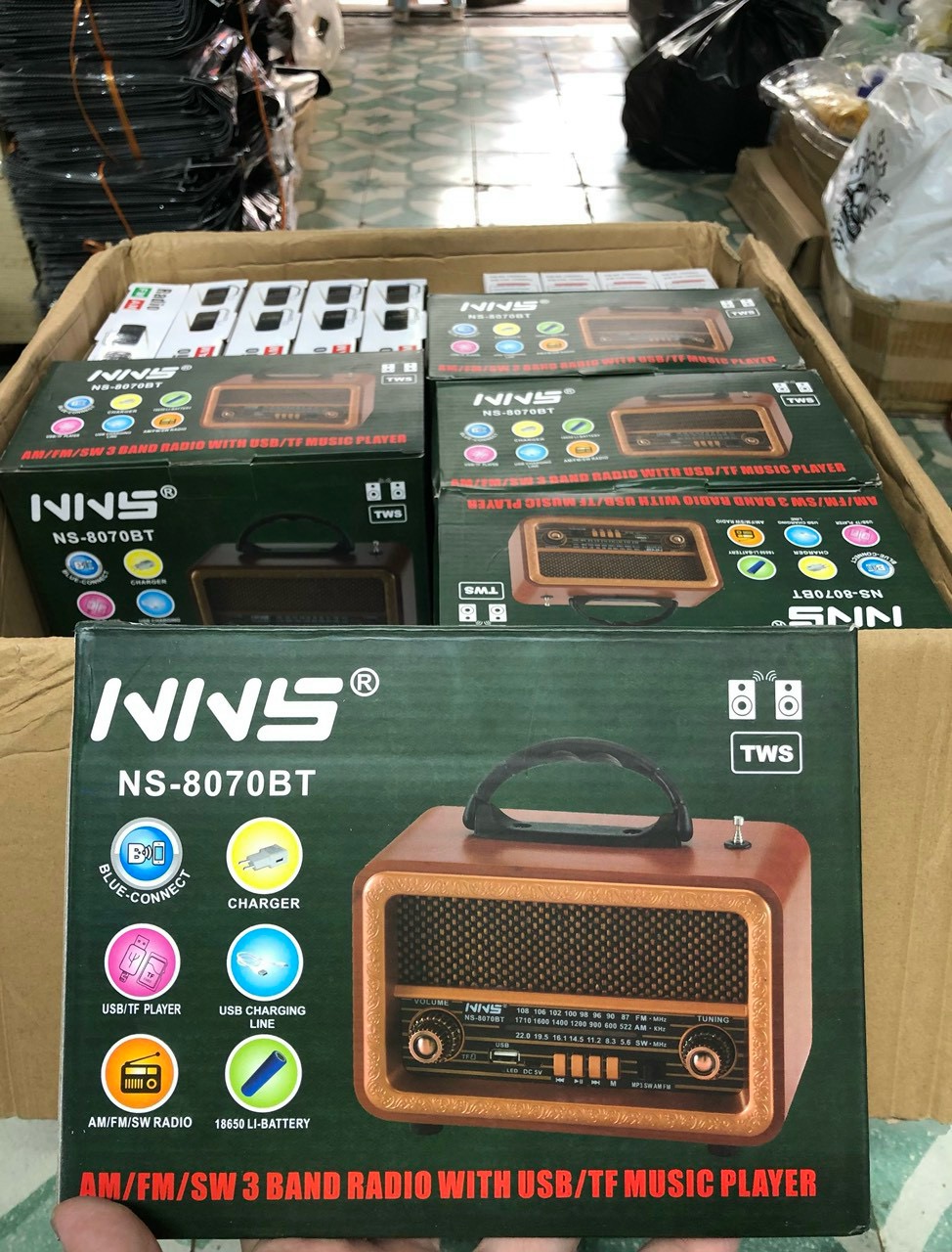 Đài FM Bluetooth/USB/TF NNS 8070BT Đài phát thanh cổ điển Hàng Chính Hãng