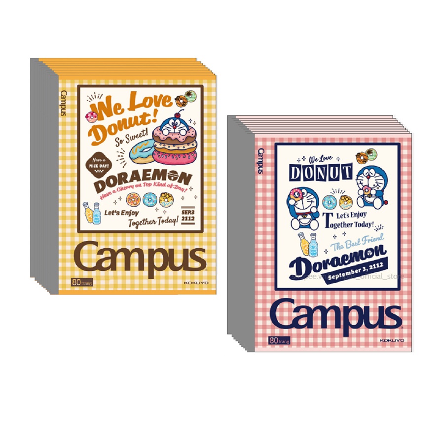 Lốc 10 quyển vở kẻ ngang Doraemon Campus B5L80DOR / B5L120DOR phong cách Botanical Retro
