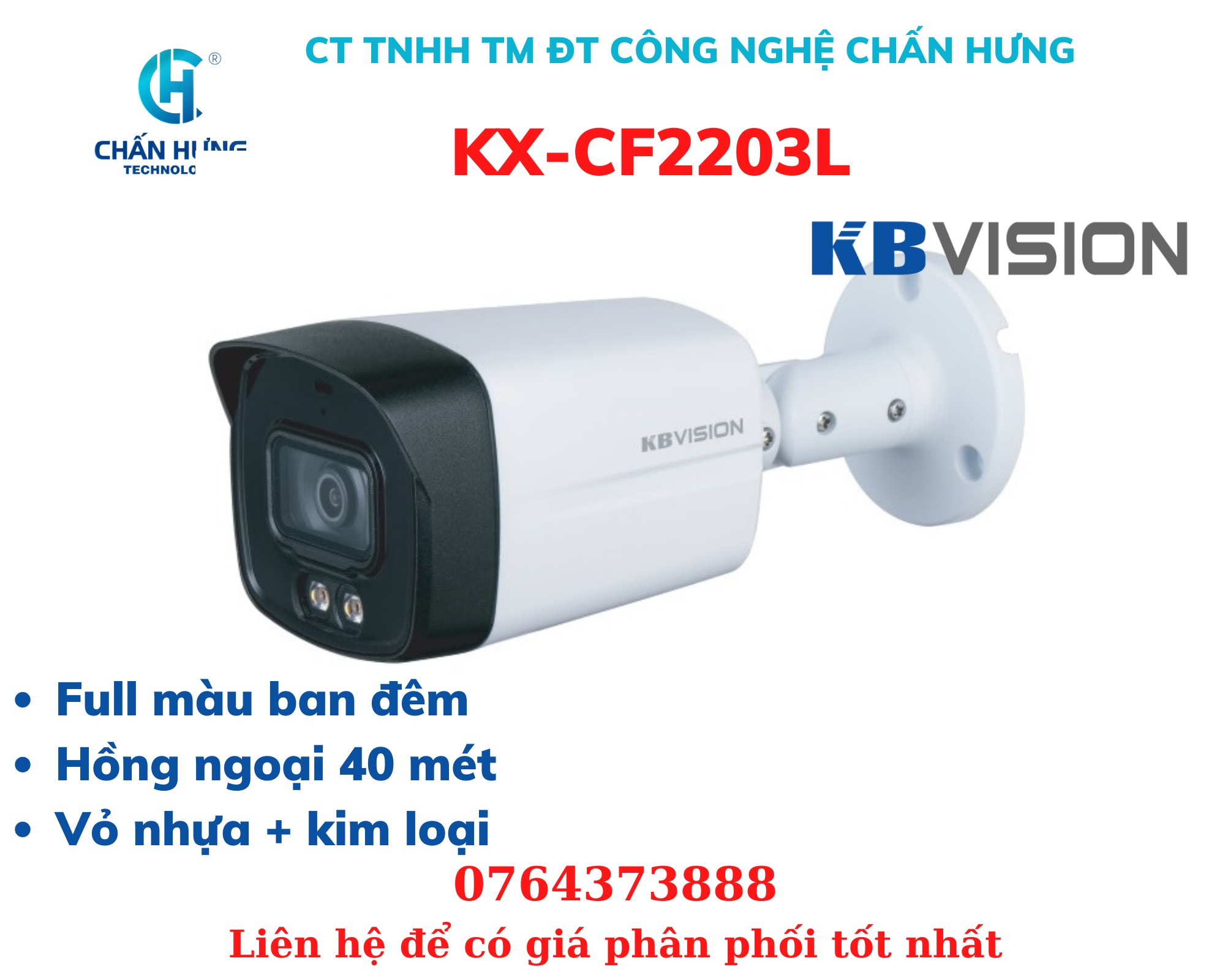 CameraKBVISION KX-CF2203L  4 in 1 2.0 Megapixel - Hàng chính hãng