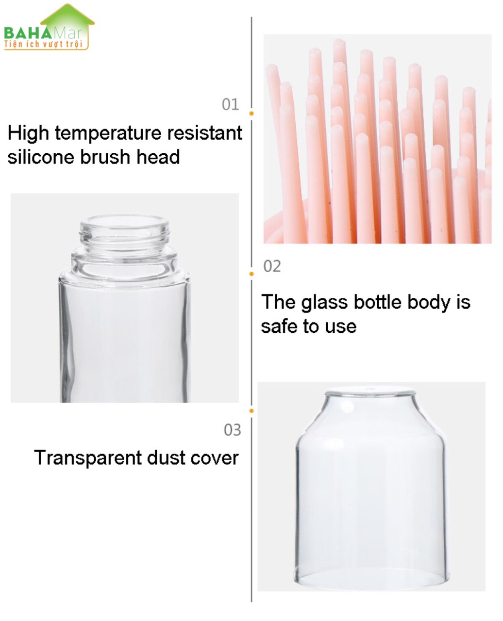 BÌNH GẮN CỌ SILICONE PHẾT DẦU NƯỚNG "BAHAMAR" có thể đổ đầy bình với dầu, nước sốt, ...để phết lên cho bánh ngọt, thịt và rau củ…