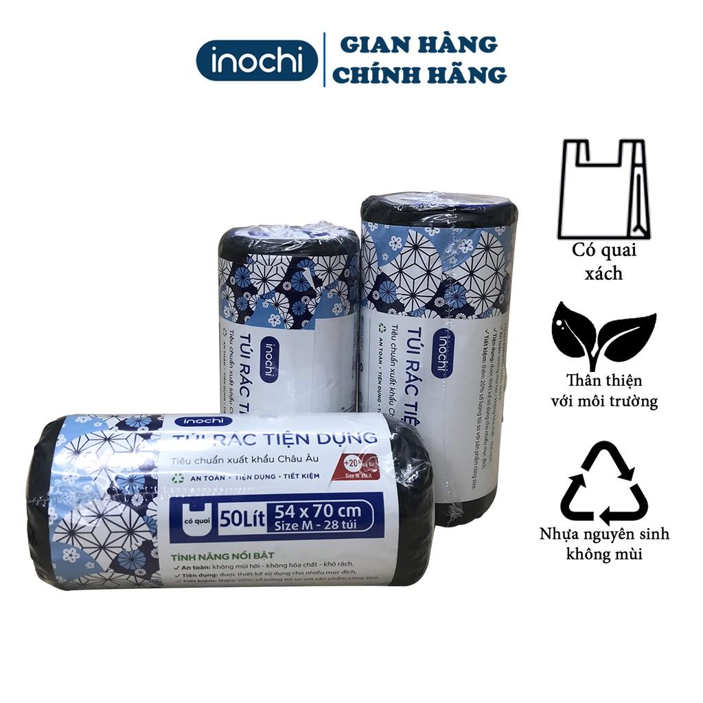 Túi Rác Tự Huỷ Inochi Có Quai Tiện Dụng 50L-Dạng Cuộn Màu Đen -Dài Hơn 20% So Với Sản Phẩm Cùng Size