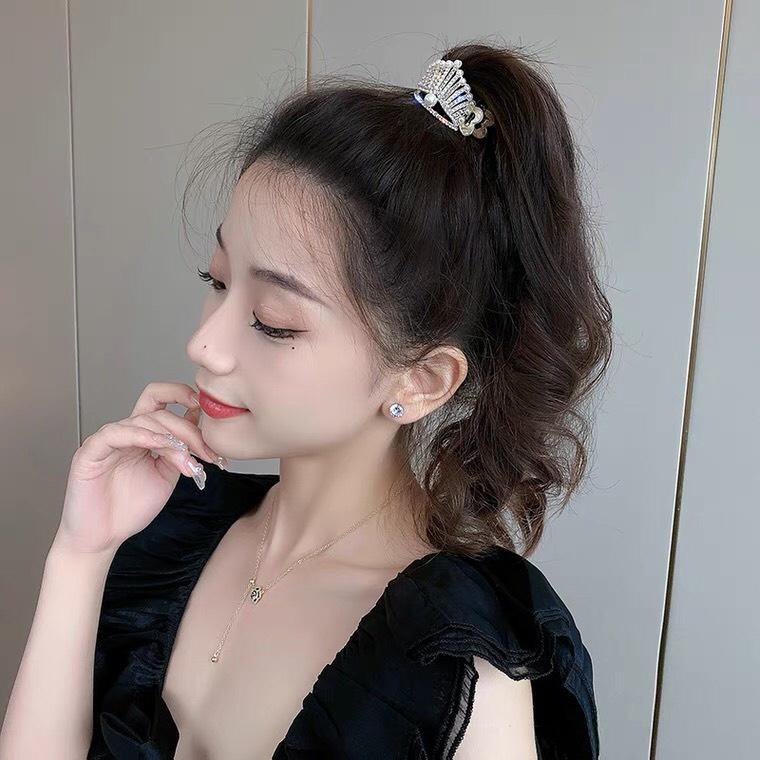 Kẹp tóc vương miện đính đá zircon sang trọng, kẹp càng cua đính đá