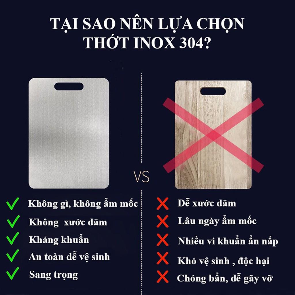 Thớt Inox Kháng Khuẩn, Khử Mùi, Chống Nấm Mốc, Cường Lực - SUS INOn 304, KT : 35CM X25CM