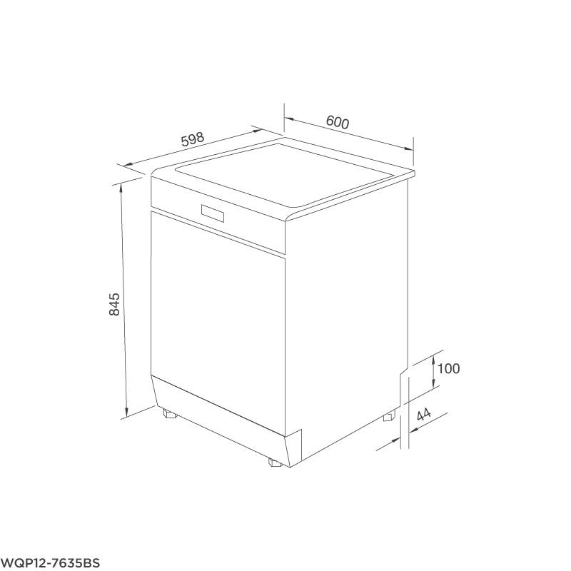 Máy Rửa Chén Độc Lập Malloca WQP12-7635BS - 15 Bộ Chén Đĩa - Hàng Chính Hãng