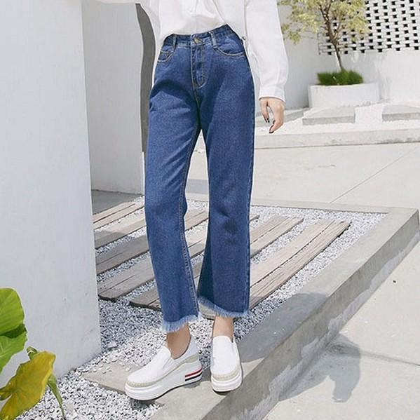Quần jean nữ INICHI Q714 xanh trơn chất đẹp