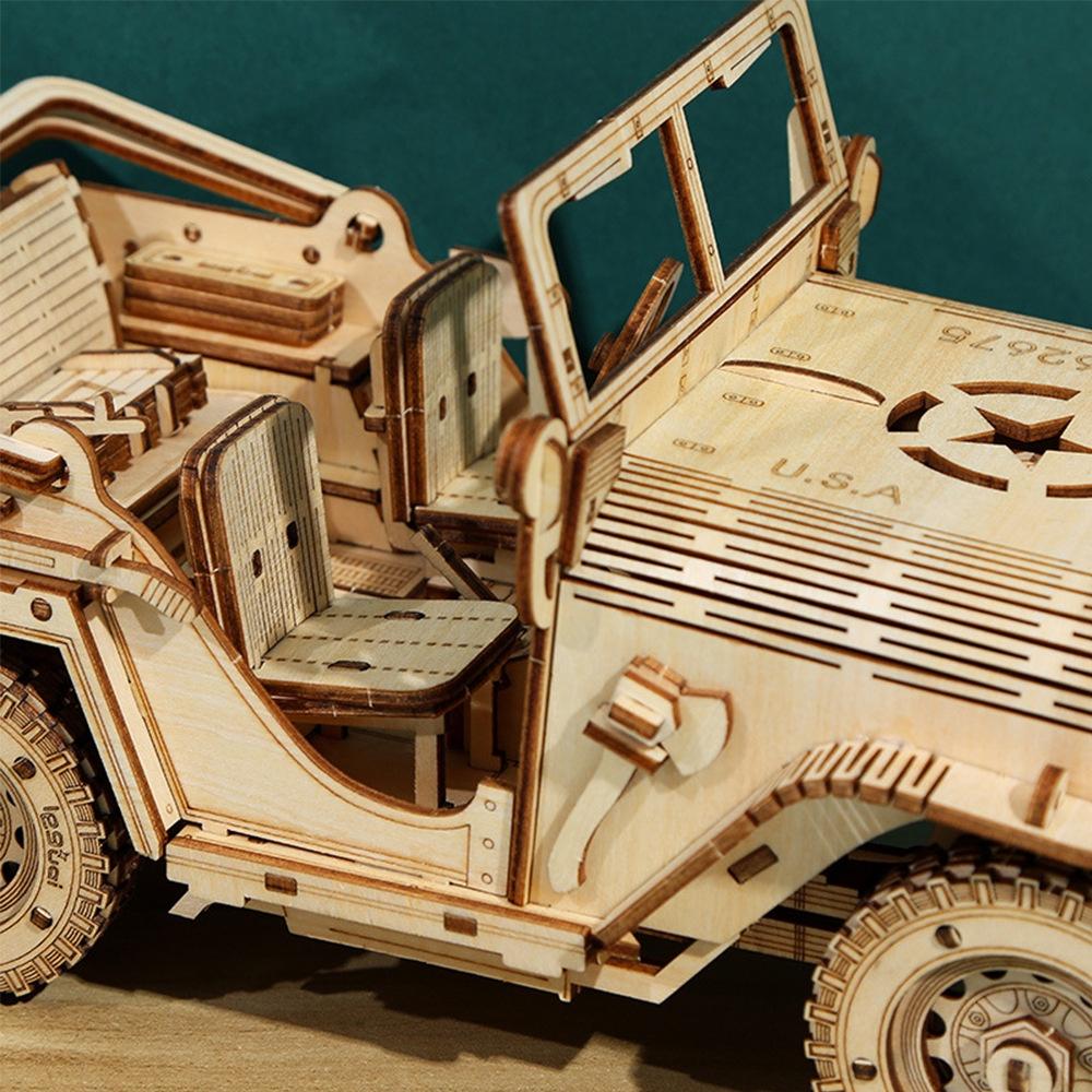 Đồ chơi gỗ lắp ráp 3D mô hình xe Jeep cắt laser