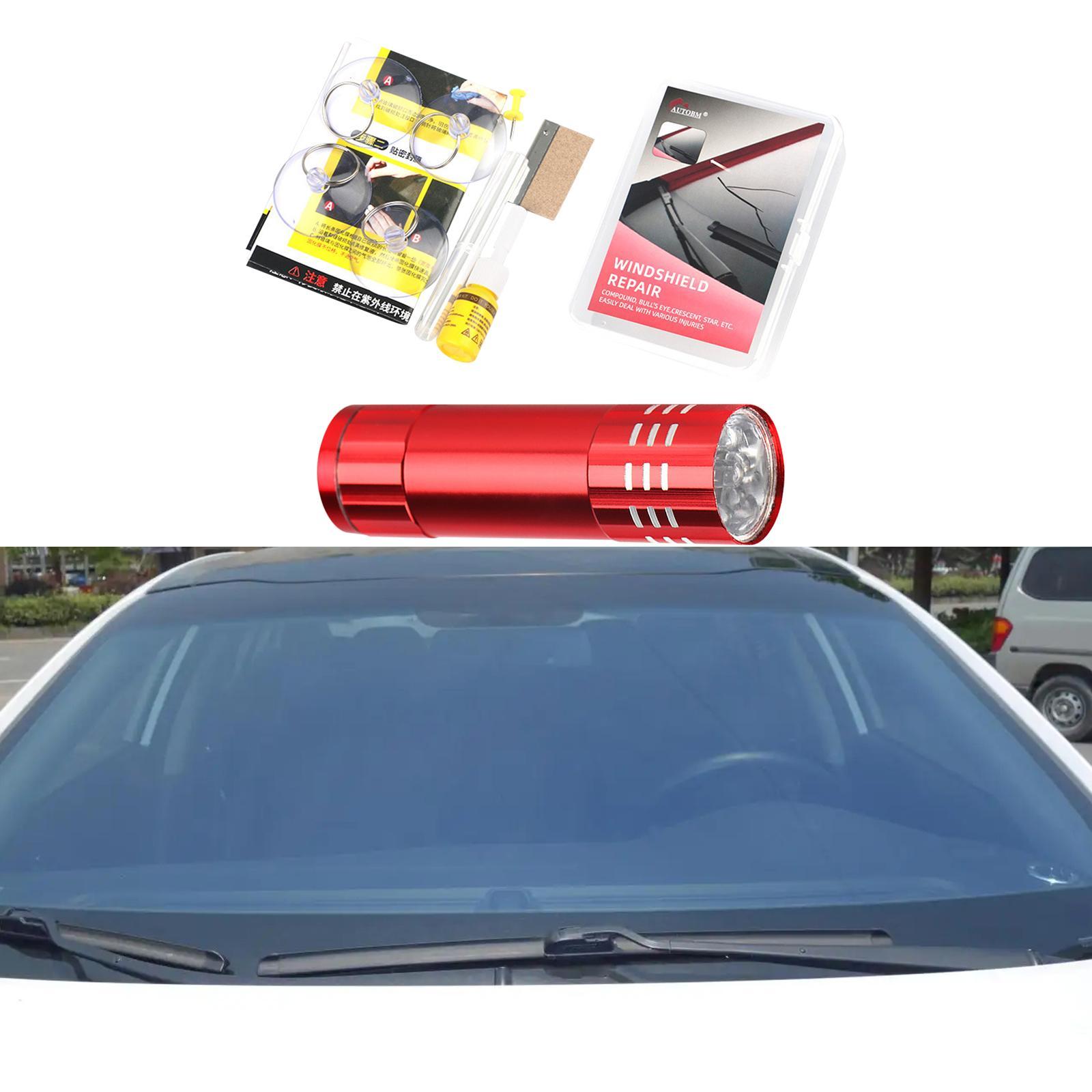 Windshield Crack Repair Set Window Glass ,Curing Lamp, Quick Fix Automotive Glass Repair Fluid for Cracks Star Shaped Crack
