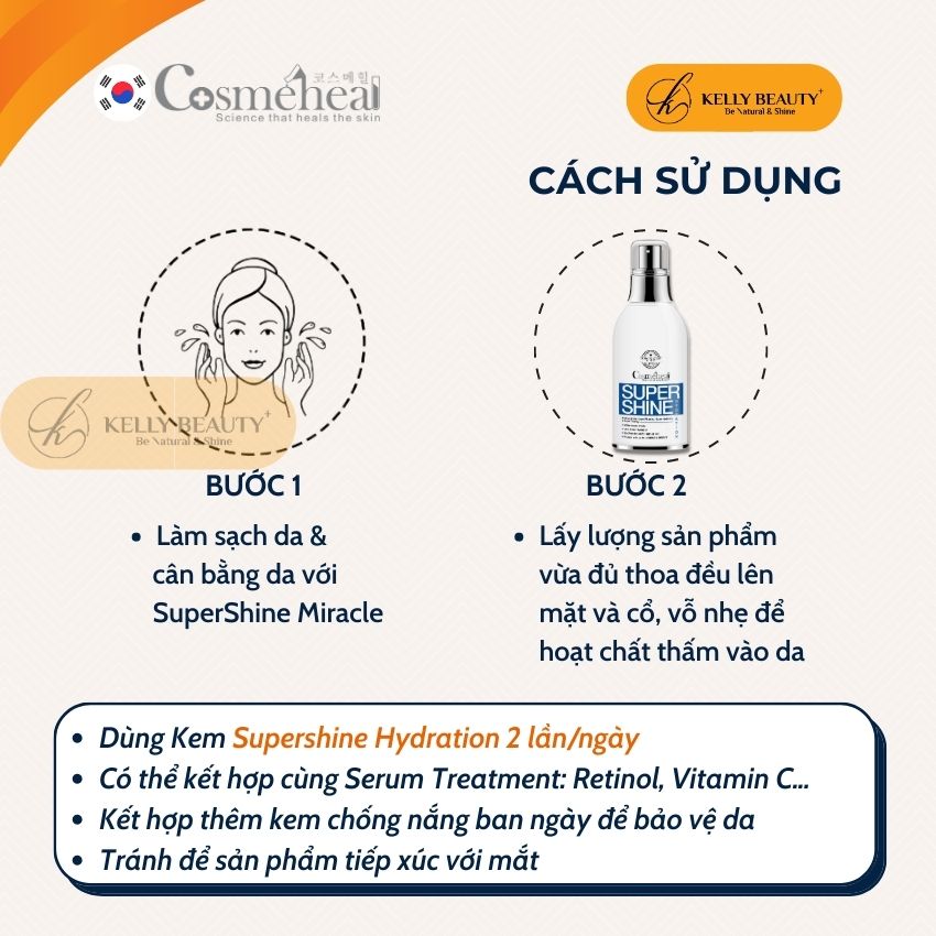 Kem Dưỡng Ẩm Căng Bóng Da Cosmeheal SuperShine Hydration - Phục Hồi, Mờ Nếp Nhăn, Trẻ Hóa Làn Da | Kelly Beauty