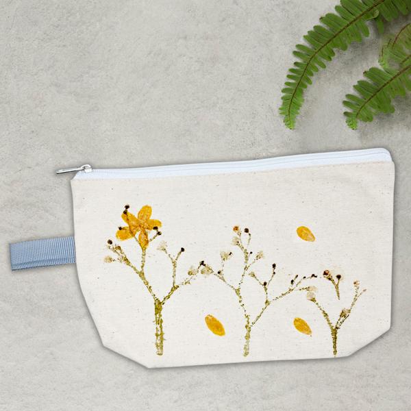 Túi Bút Vải Canvas In Hoa Lá Tươi - Saigon Zerowaste - Mẫu 6