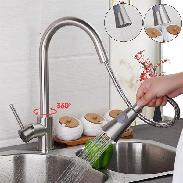 VÒI RỬA CHÉN NÓNG LẠNH DÂY RÚT INOX 304 CAO CẤP TẶNG GIÂY CẤP NƯỚC