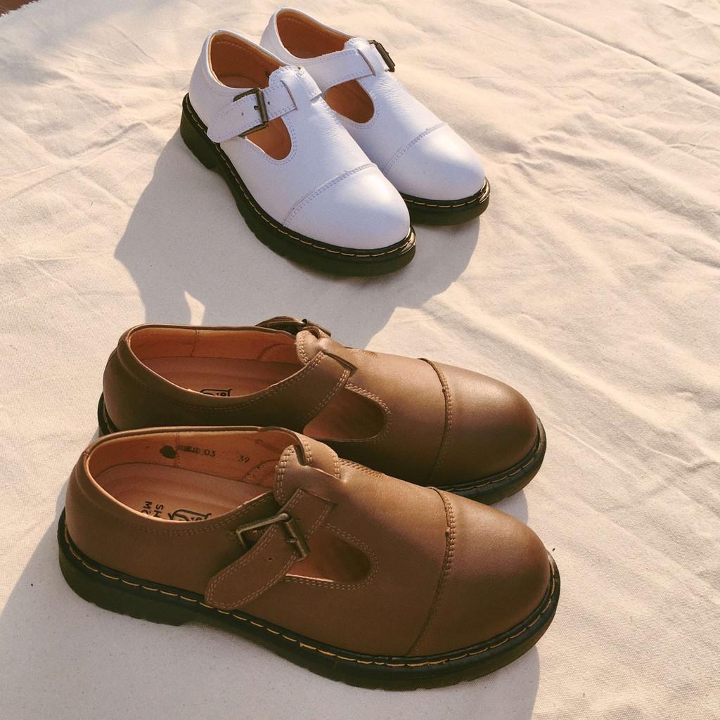 Giày loafer quai ngang da thật Shamong vintage made in Vietnam bảo hành 1 năm mã S03