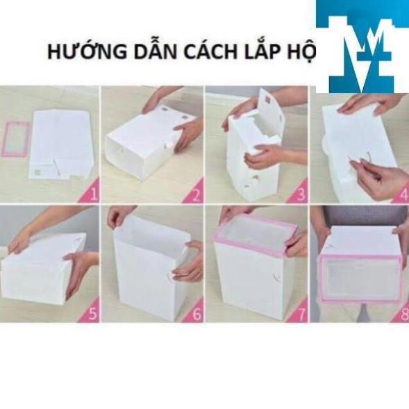 Hộp Đựng Giày Dép Nắp Nhựa Cứng Trong Suốt, Size lớn Chịu Lực 4kg