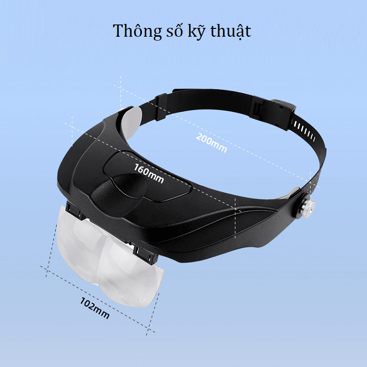 Kính lúp đeo đầu hỗ trợ sửa chữa đa năng có đèn
