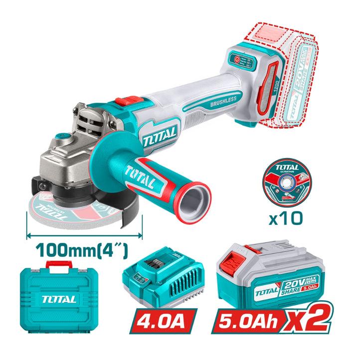 MÁY MÀI GÓC KHÔNG CHỔI THAN DÙNG PIN 20V 1200W TOTAL TAGLI2210032 - HÀNG CHÍNH HÃNG