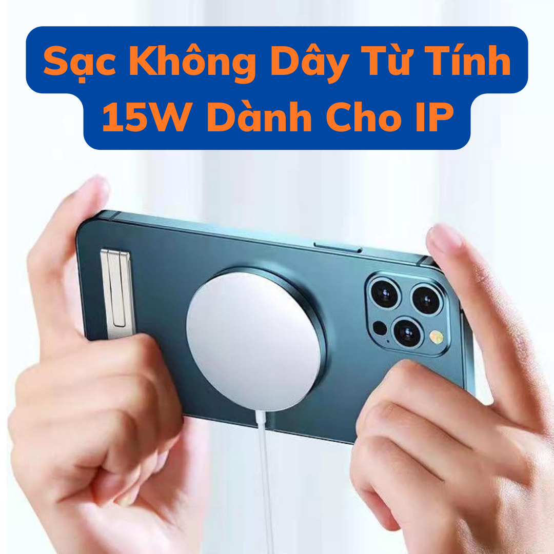 Đế Sạc Không Dây Từ Tính 15W Cho IP 13/13promax/14/14promax - màu trắng, hỗ trợ sạc nhanh