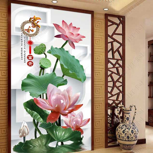 TRANH TREO TƯỜNG MẪU HOA SEN KT 60*80CM TẶNG KÈM ĐINH TREO