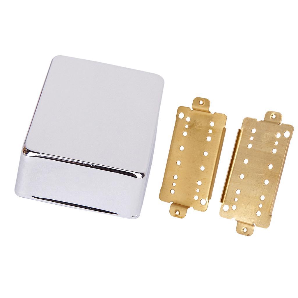 Chrome 50/52mm Guitar Sealed Humbucker Cover w/ 2x 52mm Pickup Baseplate