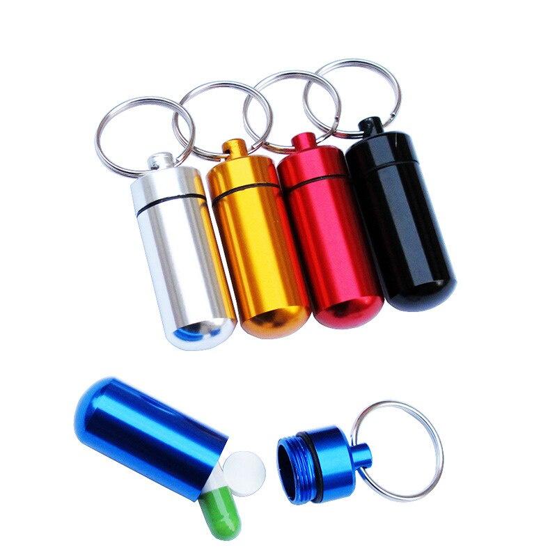 Aluminum Alloy Waterproof Medicine Bottle Vitamin Medicine Storage Box With Key Chain Portable Waterproof Medicine Box