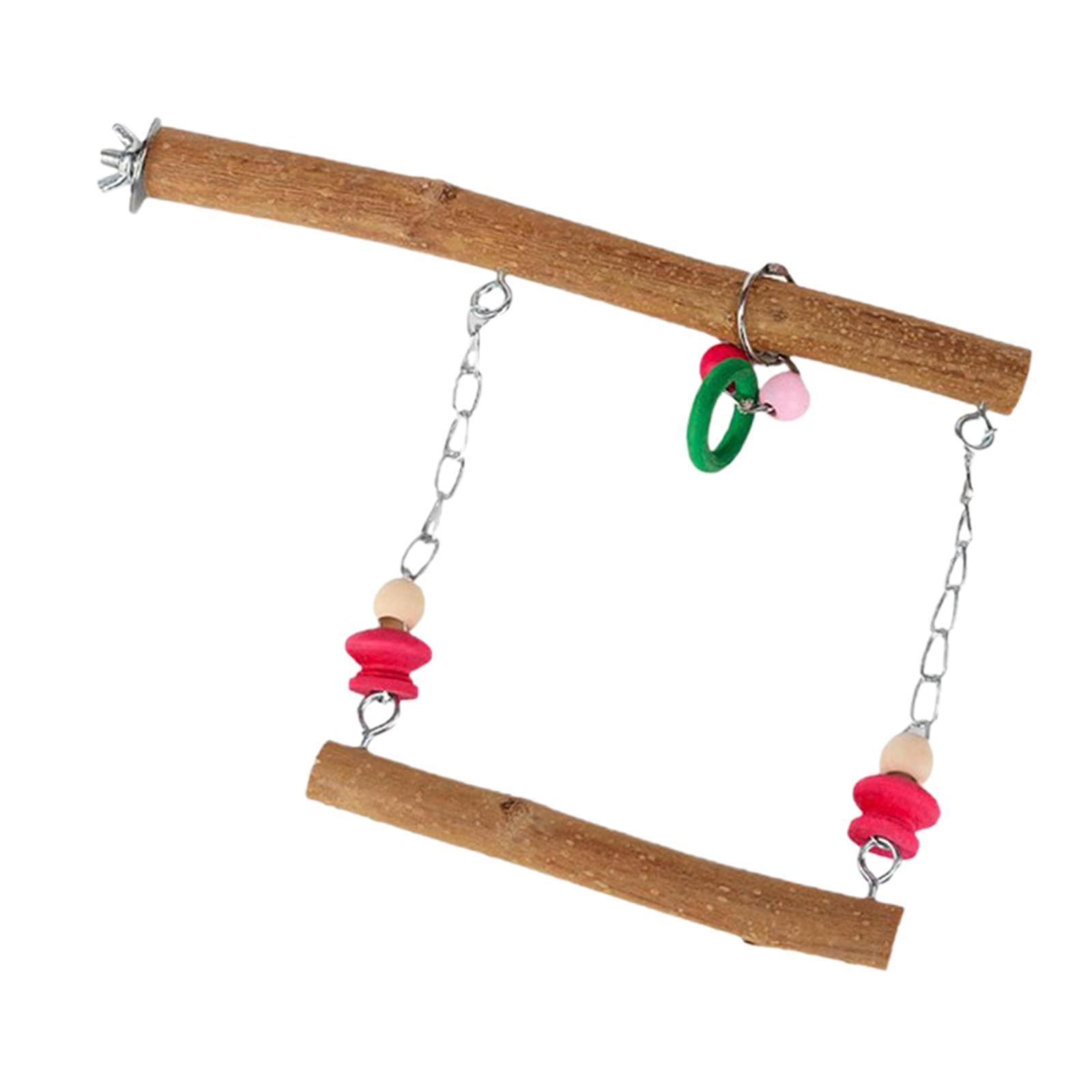 Bird Parrot Swing Chewing Toys Wooden Bird Toys for Finch Cockatiel Parakeet