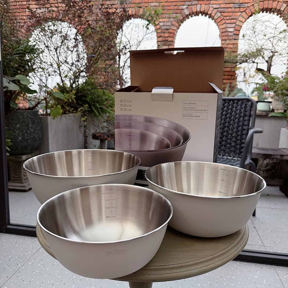 Bộ 3 âu inox phủ sơn kem lì 22-25-28cm GKÖCH MYTY0810 hàng chính hãng