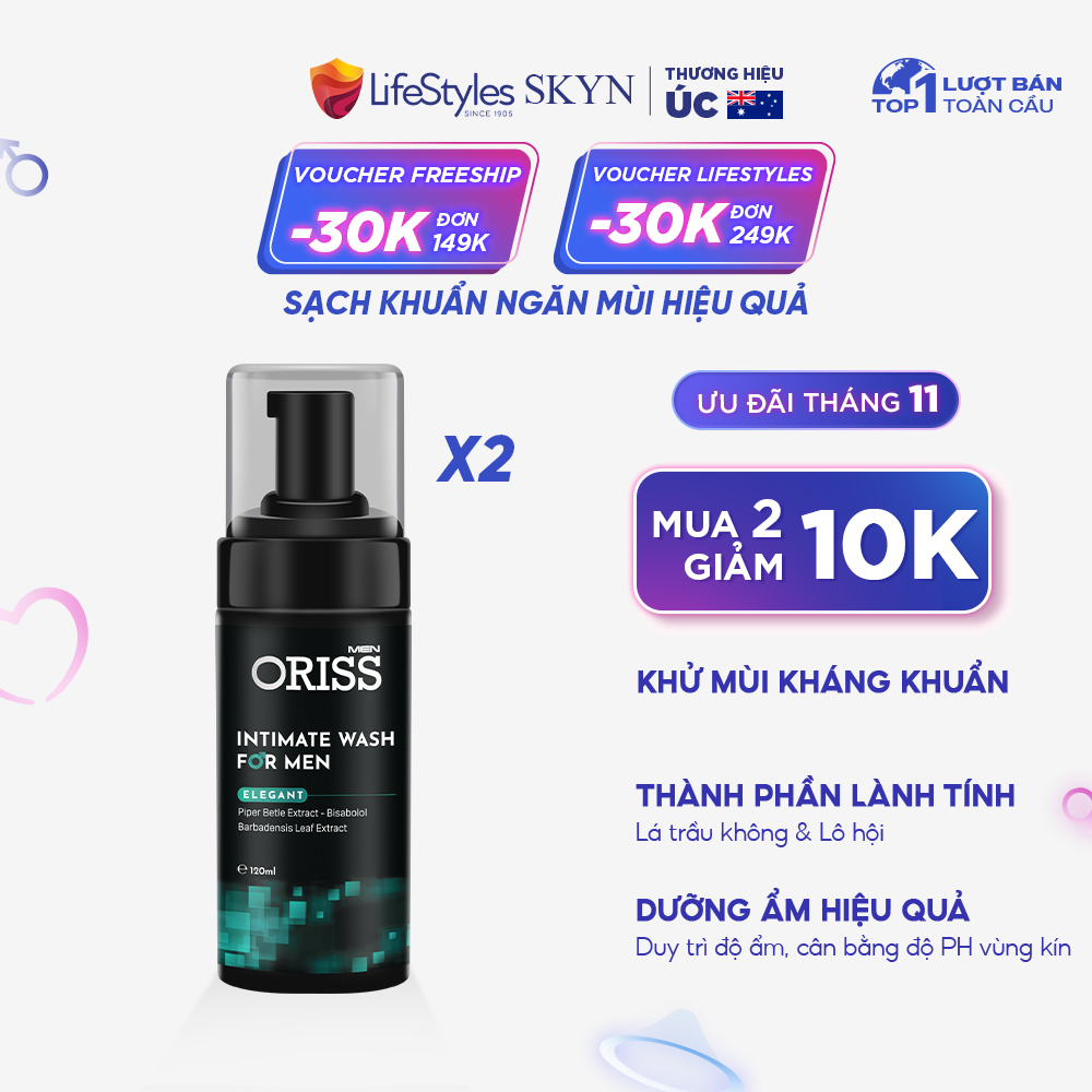 Dung Dịch Vệ Sinh Chuyên Dụng Cho Nam Giới Dạng Bọt Oriss Men Elegent 120ml/chai