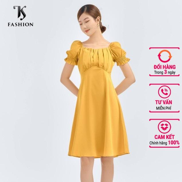 Váy nữ xếp ly ngực chun tay nhún dáng midi thiết kế TKFASHION - DK934