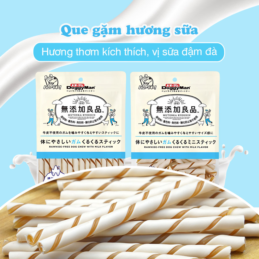 Que gặm hương sữa mini không chất bảo quản - DoggyMan 36 que ( 120gr ) - Set 6 Túi - thương hiệu số 1 Nhật Bản