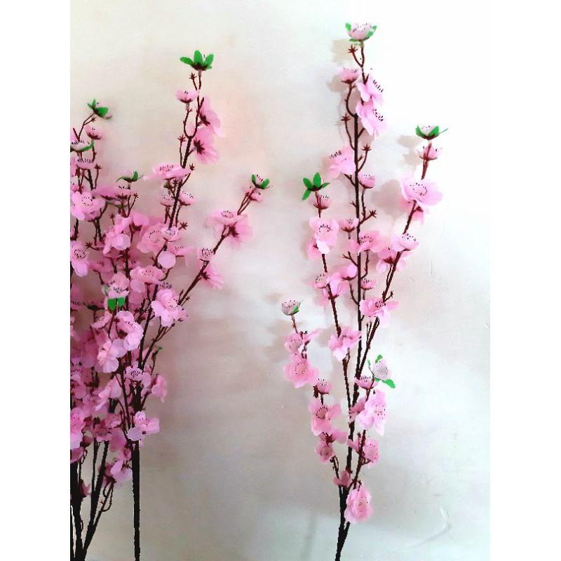 Hình ảnh 1 cành hoa mai, đào giả 5 nhánh cao 1m - Trang trí tết